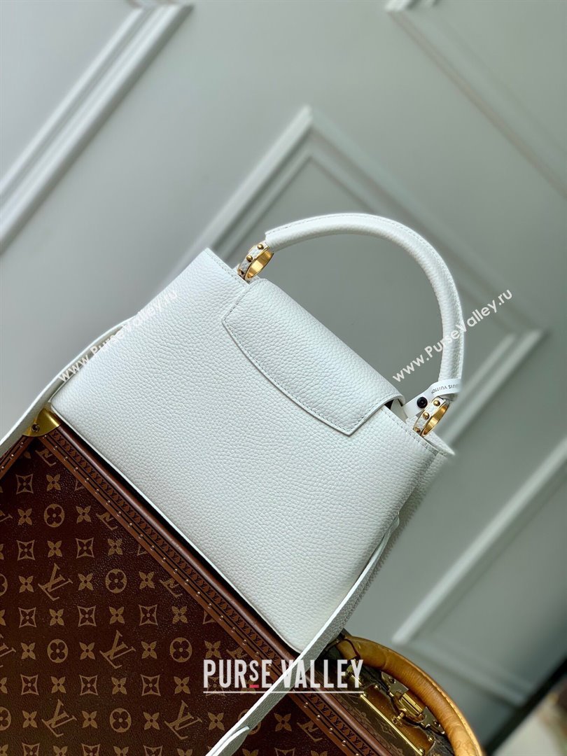 Louis Vuitton Capucines MM Bag in Taurillon Leather M24673 White 2024 (K-24090906)