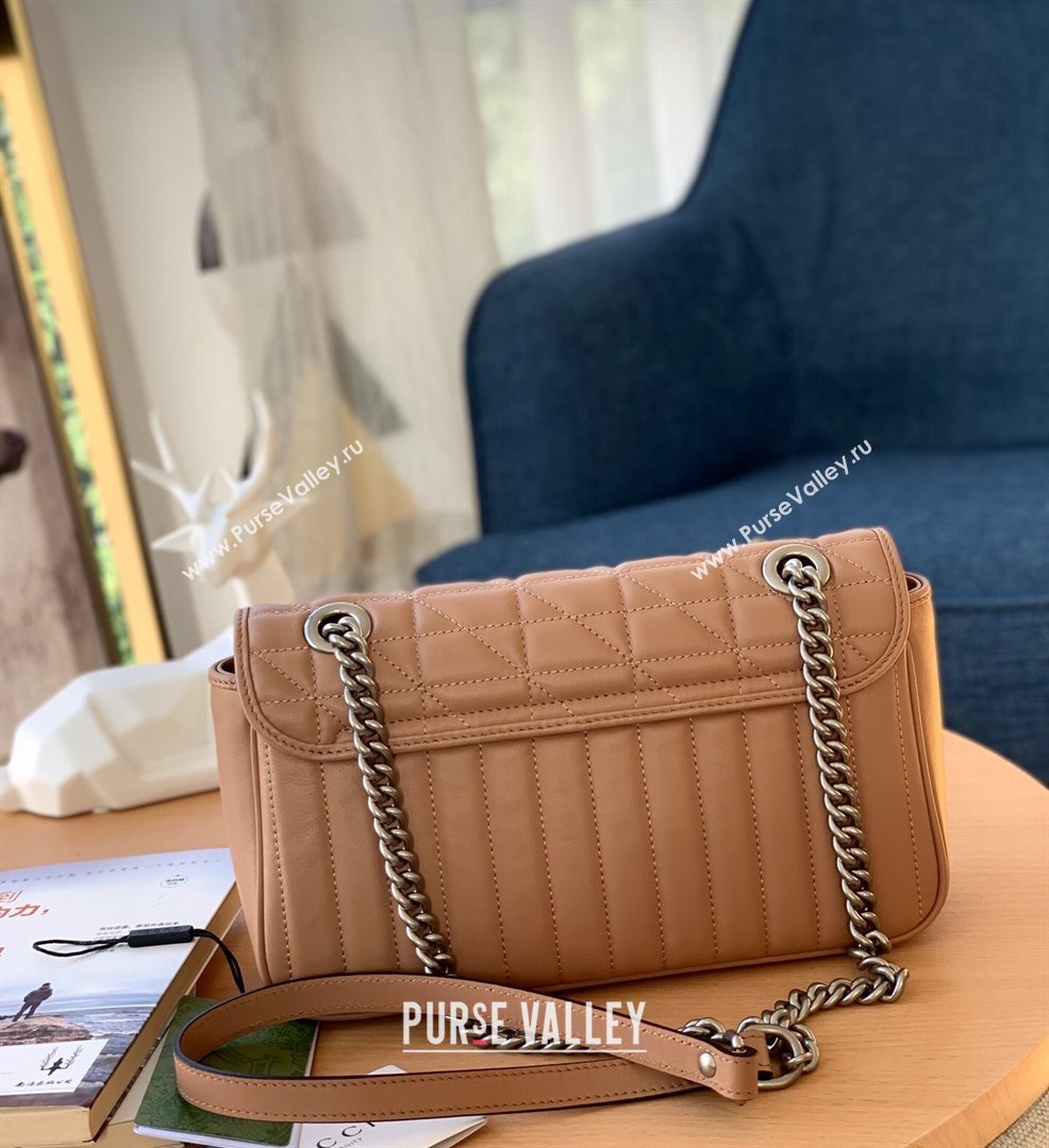 Gucci GG Marmont Geometric Leather Small Shoulder Bag 443497 Rose Beige 2021 (DLH-21101563)