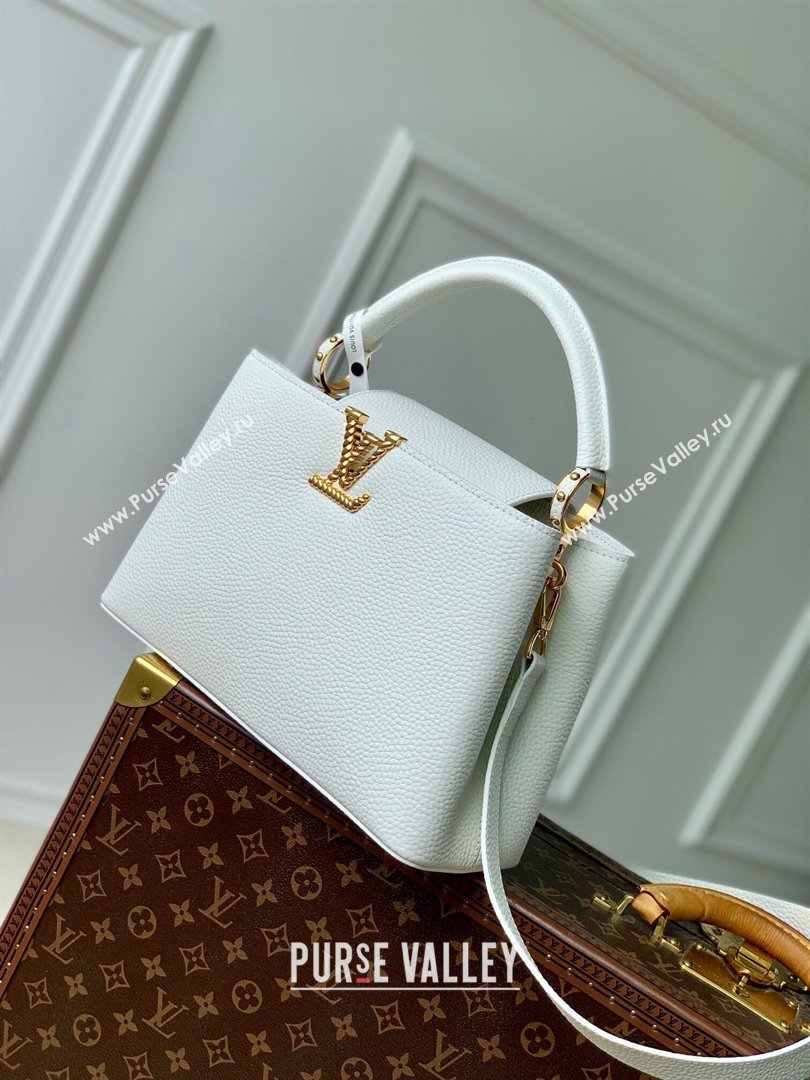 Louis Vuitton Capucines MM Bag in Taurillon Leather M24673 White 2024 (K-24090906)