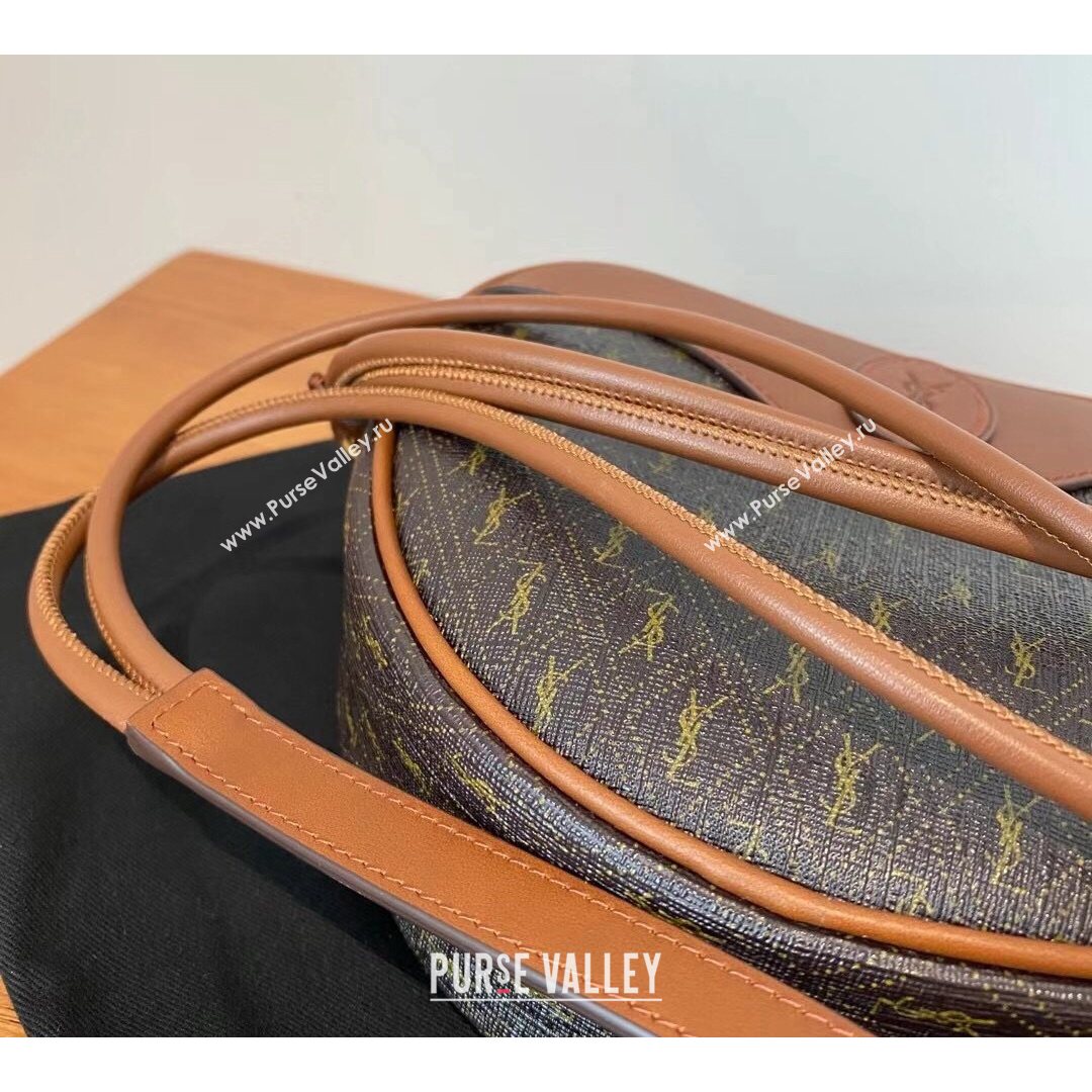 Saint Laurent Monogramme MONOGRAMME Coeur in Canvas and Smooth Leather Bag Brown 02 675260 2021 (YID-21082368)