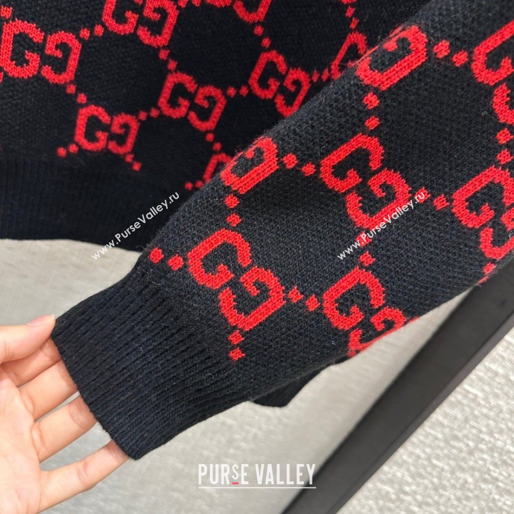 Gucci Wool Sweater G122301 Black/Red 2023 (Q-23122301)