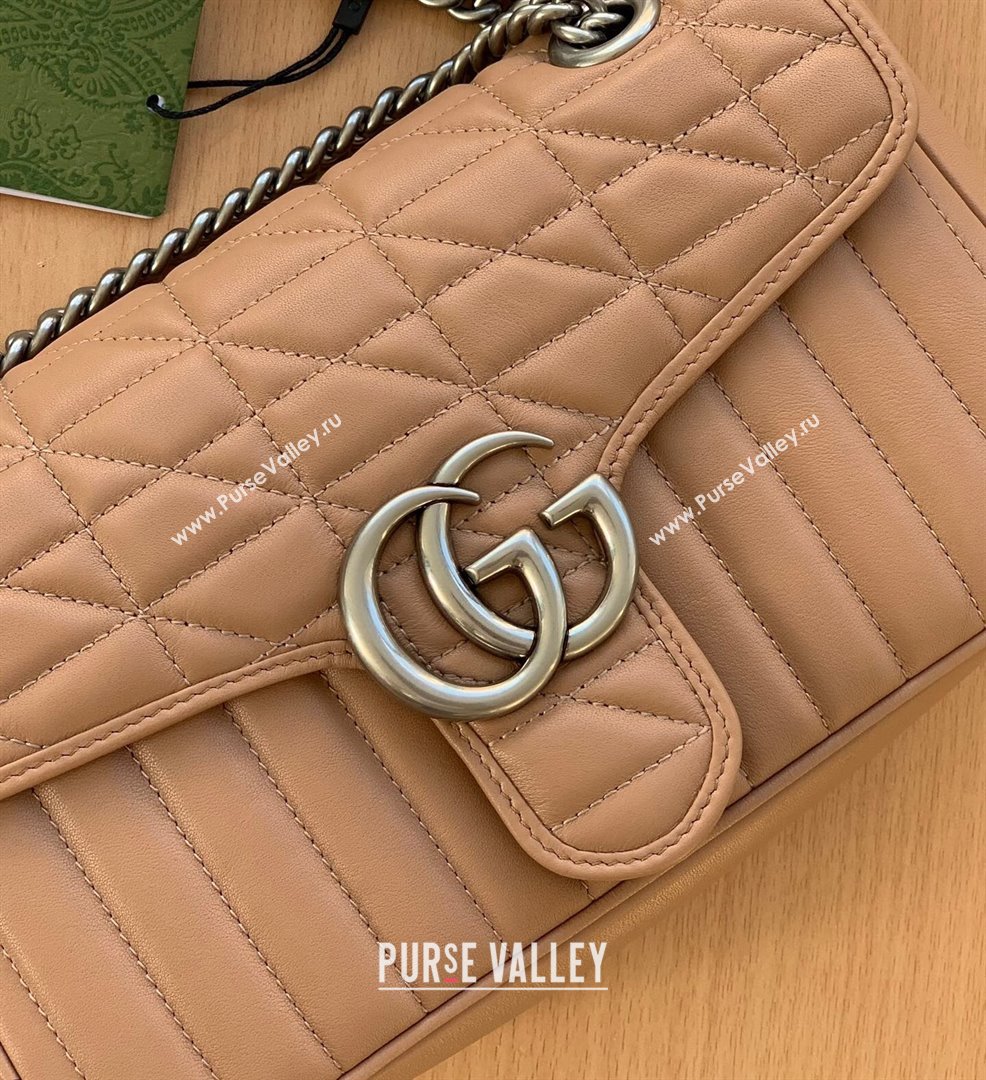 Gucci GG Marmont Geometric Leather Small Shoulder Bag 443497 Rose Beige 2021 (DLH-21101563)