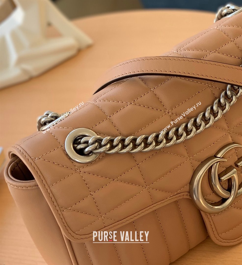 Gucci GG Marmont Geometric Leather Small Shoulder Bag 443497 Rose Beige 2021 (DLH-21101563)