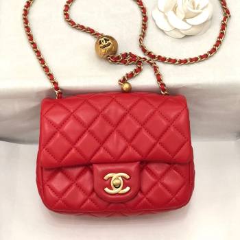 Chanel Lambskin Mini Flap Bag with Metal Ball AS1786 Red/Gold 2024 (YD-24040224)