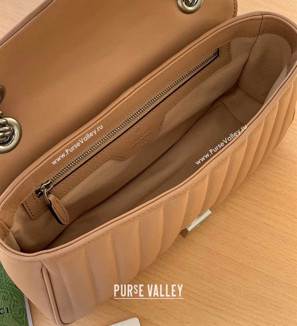 Gucci GG Marmont Geometric Leather Small Shoulder Bag 443497 Rose Beige 2021 (DLH-21101563)