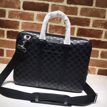 Gucci GG Embossed Leather Business Bag 451169 Black 2021 (DLH-21090302)