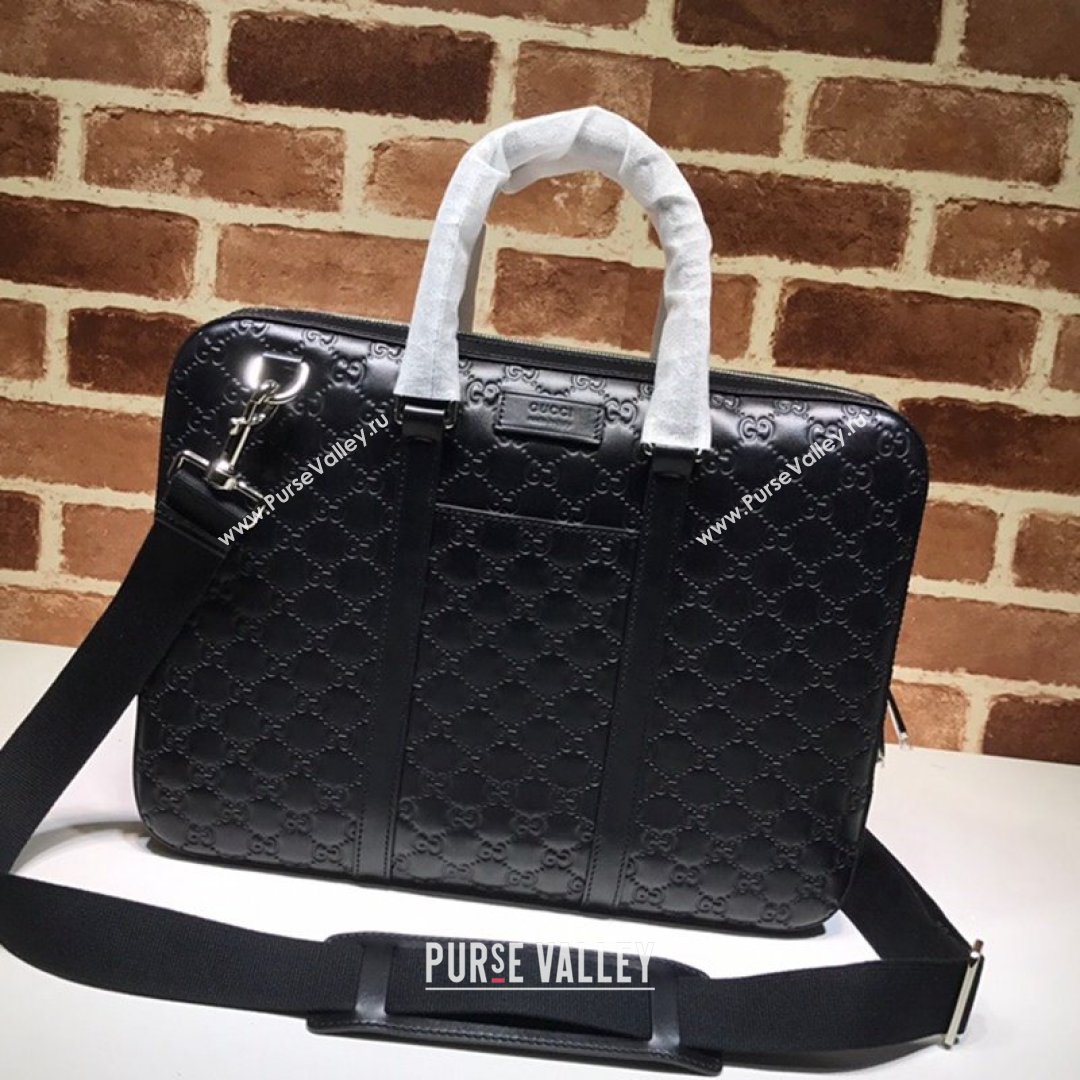 Gucci GG Embossed Leather Business Bag 451169 Black 2021 (DLH-21090302)