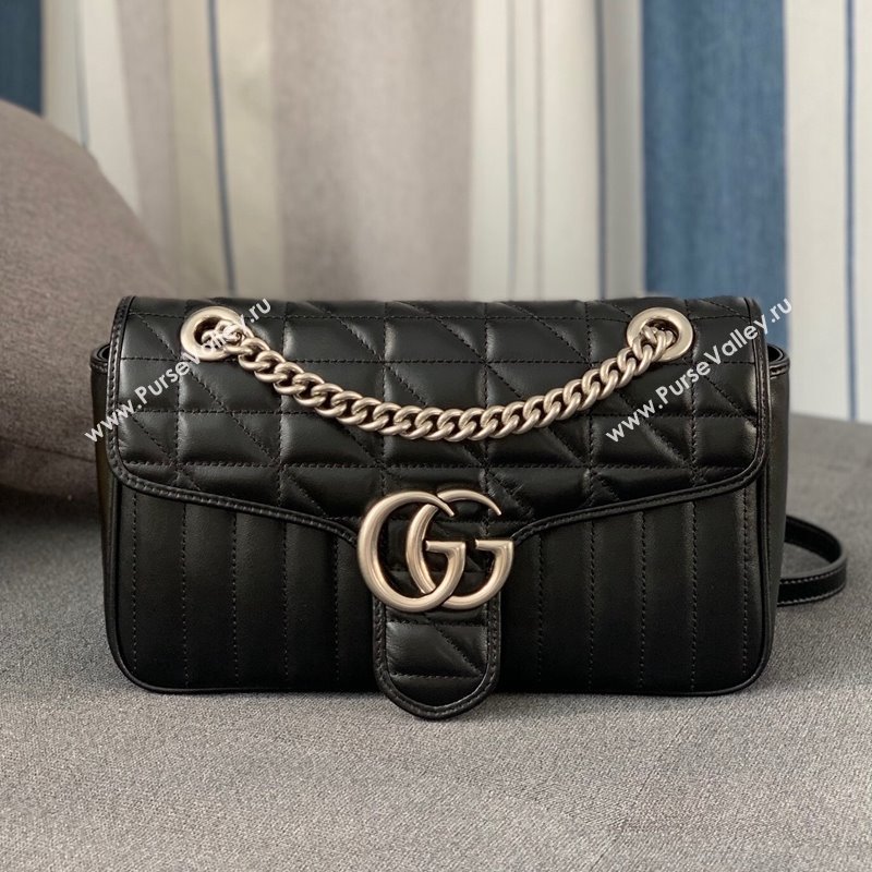 Gucci GG Marmont Geometric Leather Small Shoulder Bag 443497 Black 2021 (DLH-21101562)