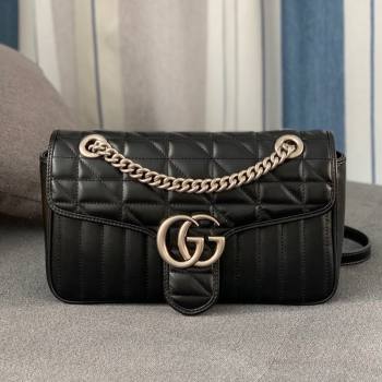 Gucci GG Marmont Geometric Leather Small Shoulder Bag 443497 Black 2021 (DLH-21101562)