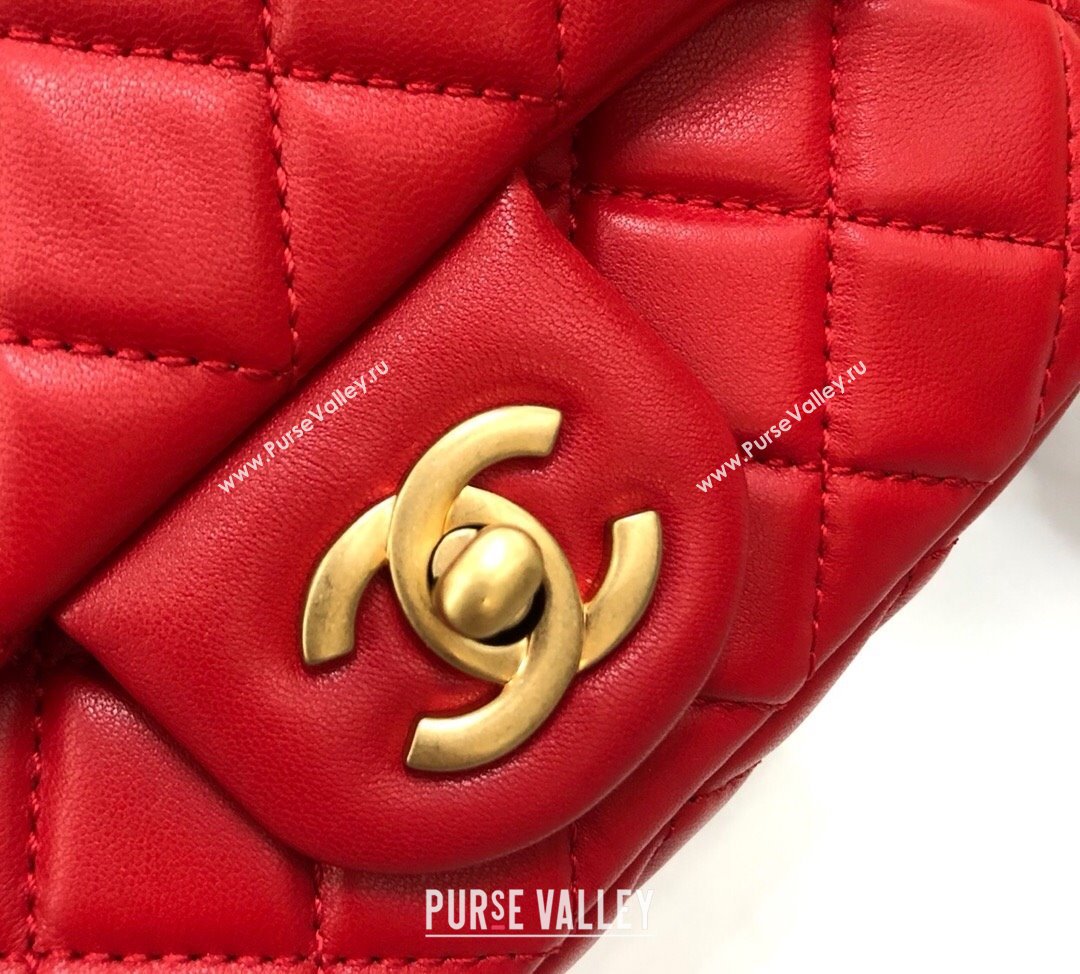 Chanel Lambskin Mini Flap Bag with Metal Ball AS1786 Red/Gold 2024 (YD-24040224)