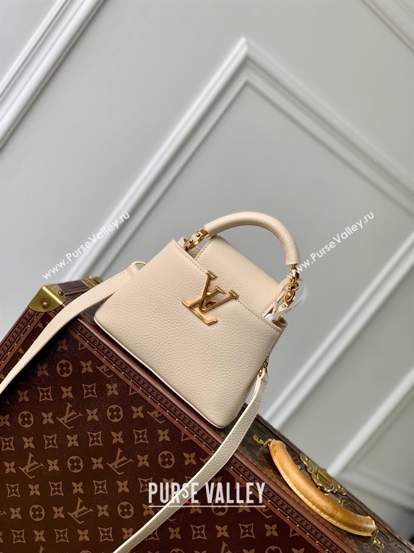 Louis Vuitton Capucines Mini Bag in Taurillon Leather M23944 Beige 2024 (K-24090907)