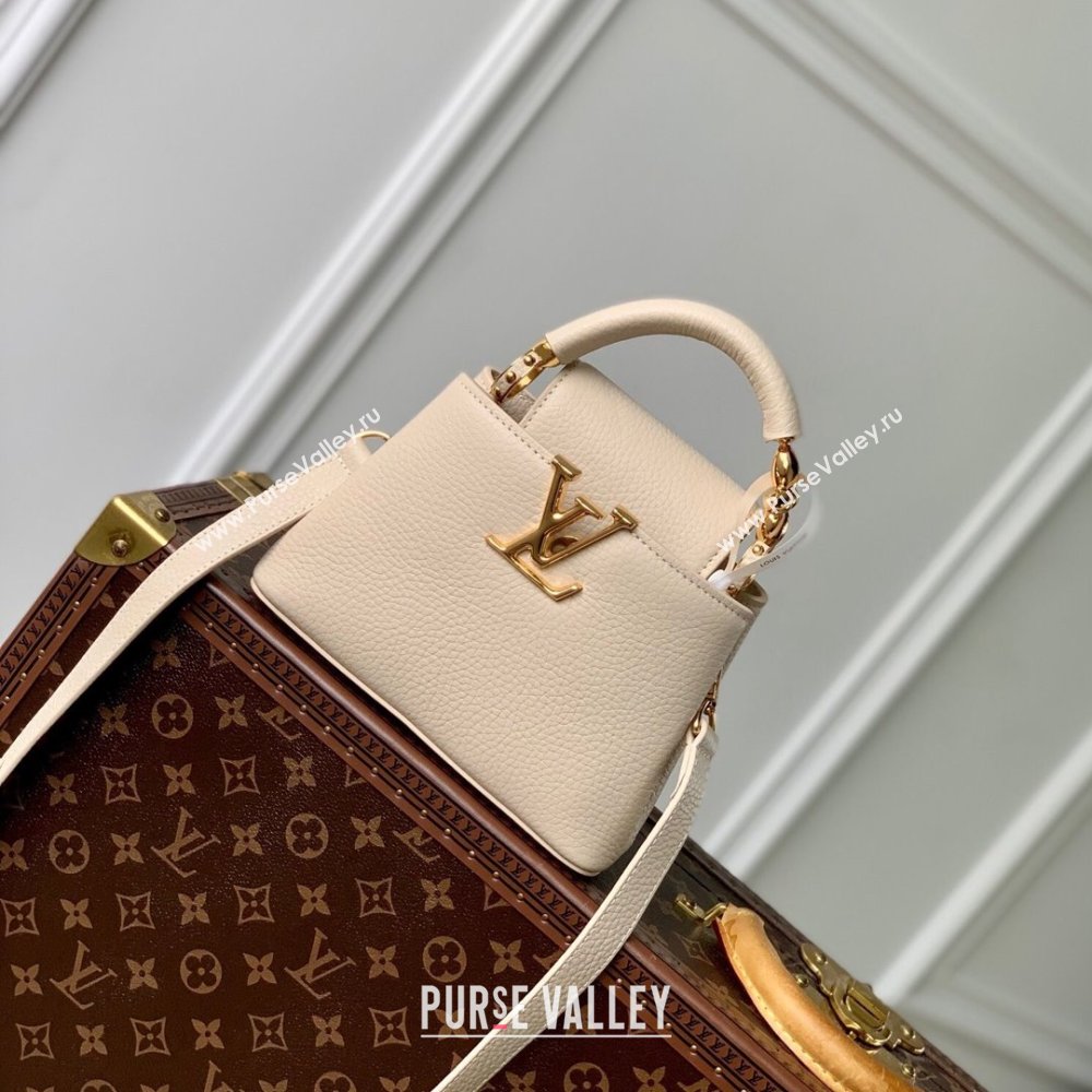 Louis Vuitton Capucines Mini Bag in Taurillon Leather M23944 Beige 2024 (K-24090907)