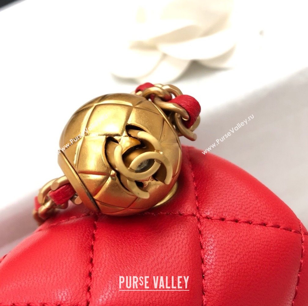 Chanel Lambskin Mini Flap Bag with Metal Ball AS1786 Red/Gold 2024 (YD-24040224)