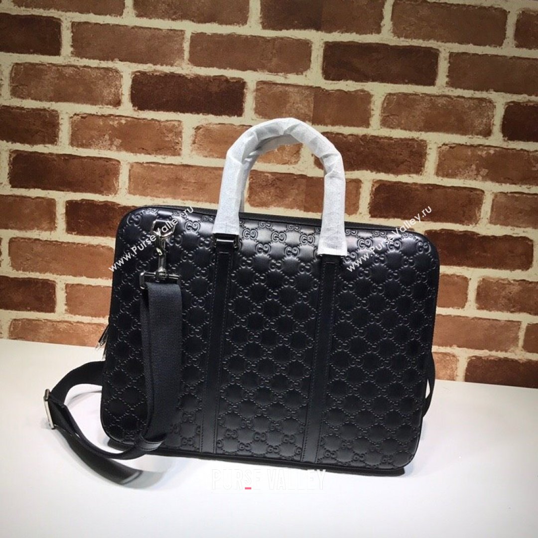 Gucci GG Embossed Leather Business Bag 451169 Black 2021 (DLH-21090302)