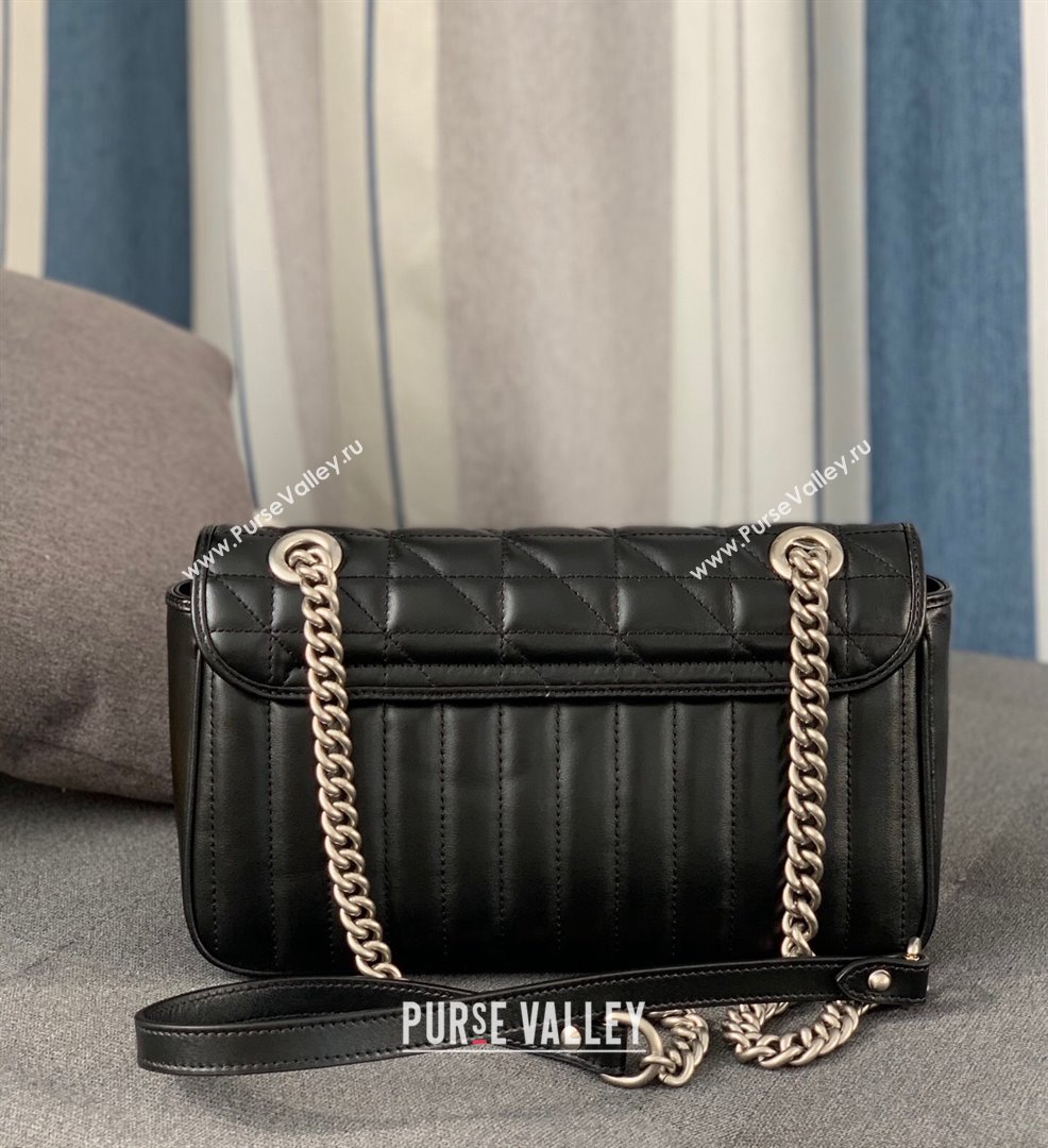 Gucci GG Marmont Geometric Leather Small Shoulder Bag 443497 Black 2021 (DLH-21101562)