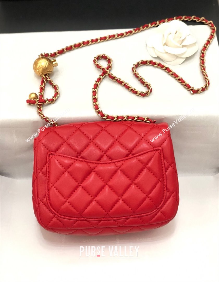 Chanel Lambskin Mini Flap Bag with Metal Ball AS1786 Red/Gold 2024 (YD-24040224)