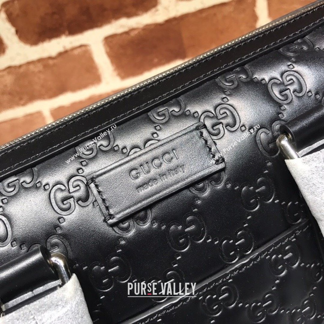 Gucci GG Embossed Leather Business Bag 451169 Black 2021 (DLH-21090302)