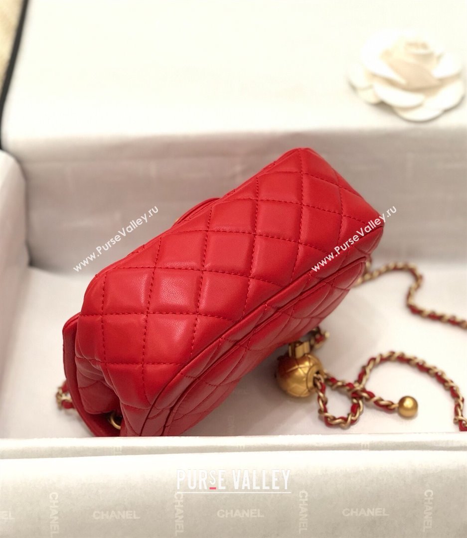 Chanel Lambskin Mini Flap Bag with Metal Ball AS1786 Red/Gold 2024 (YD-24040224)