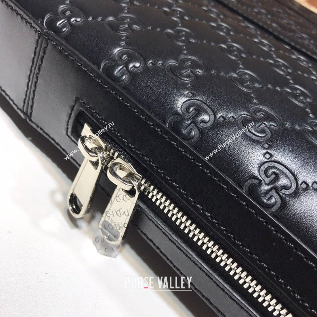 Gucci GG Embossed Leather Business Bag 451169 Black 2021 (DLH-21090302)