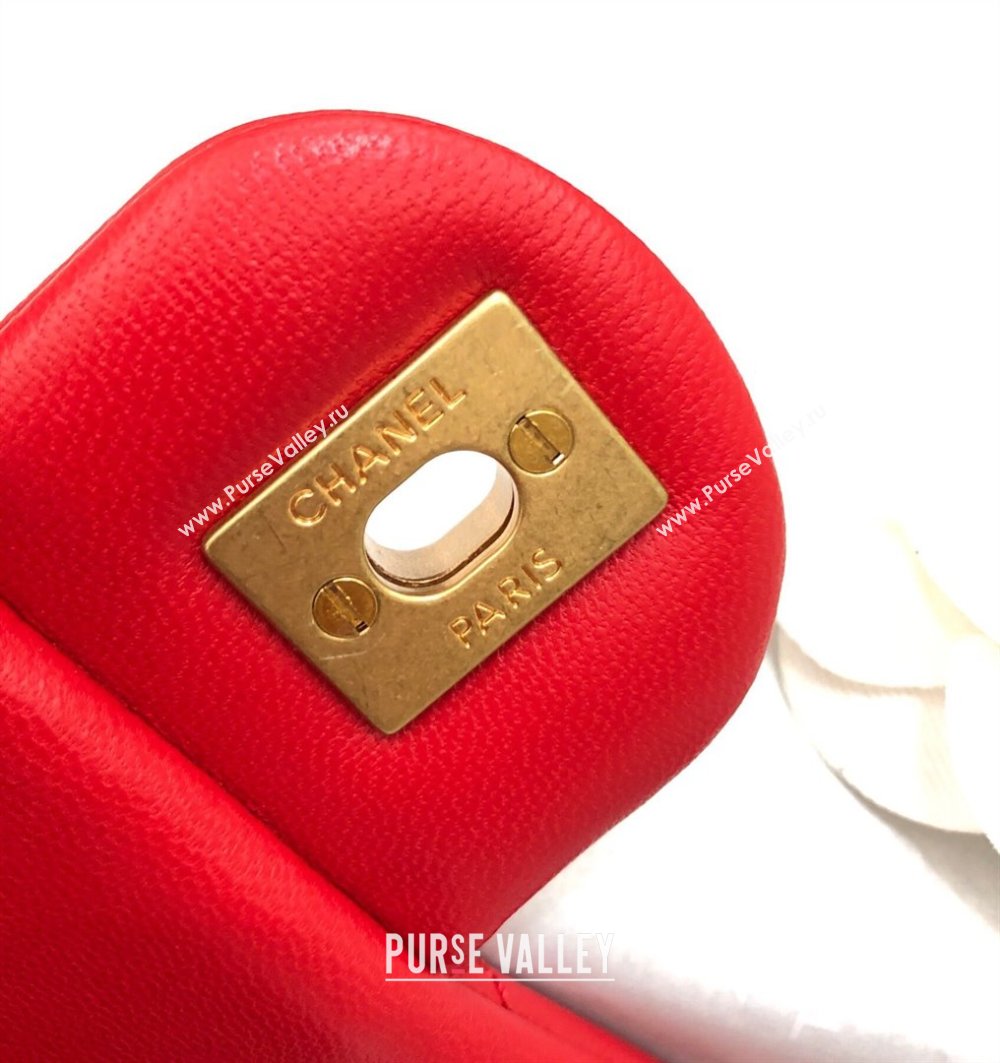 Chanel Lambskin Mini Flap Bag with Metal Ball AS1786 Red/Gold 2024 (YD-24040224)
