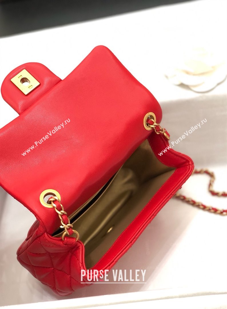 Chanel Lambskin Mini Flap Bag with Metal Ball AS1786 Red/Gold 2024 (YD-24040224)