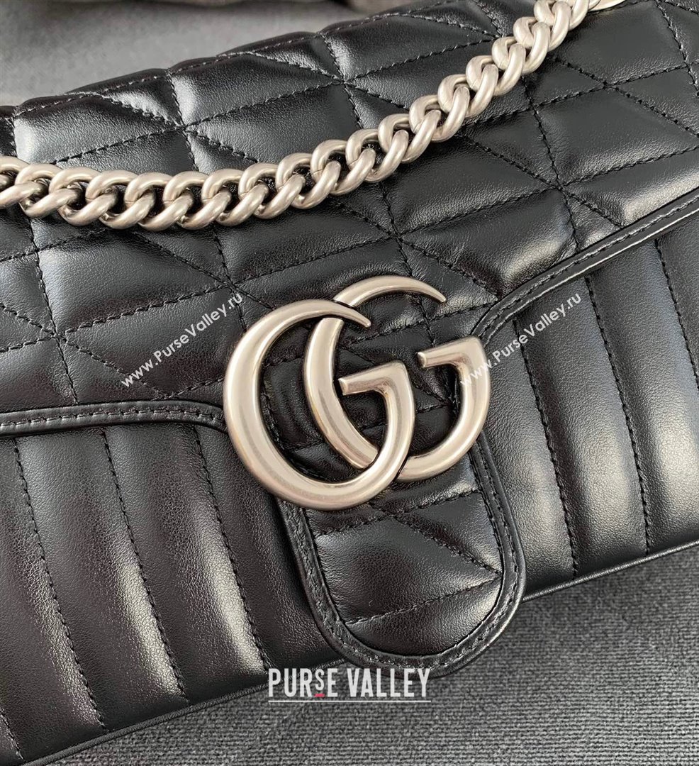 Gucci GG Marmont Geometric Leather Small Shoulder Bag 443497 Black 2021 (DLH-21101562)