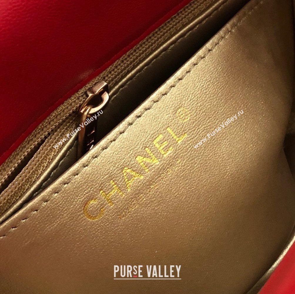 Chanel Lambskin Mini Flap Bag with Metal Ball AS1786 Red/Gold 2024 (YD-24040224)