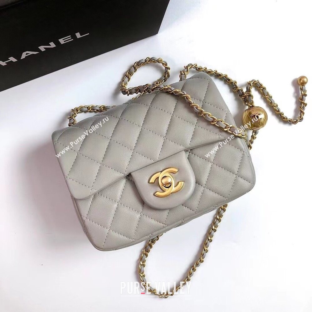 Chanel Lambskin Mini Flap Bag with Metal Ball AS1786 Grey/Gold 2024 (YD-24040225)