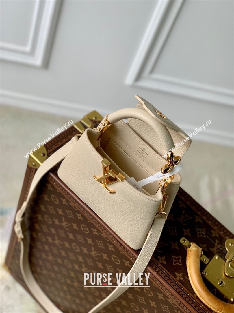 Louis Vuitton Capucines Mini Bag in Taurillon Leather M23944 Beige 2024 (K-24090907)