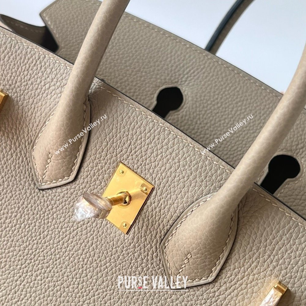 Hermes Birkin 25cm Bag in Original Togo Leather Turtledove Grey/Gold 2023 (Pure Handmade) (Y-23110808)