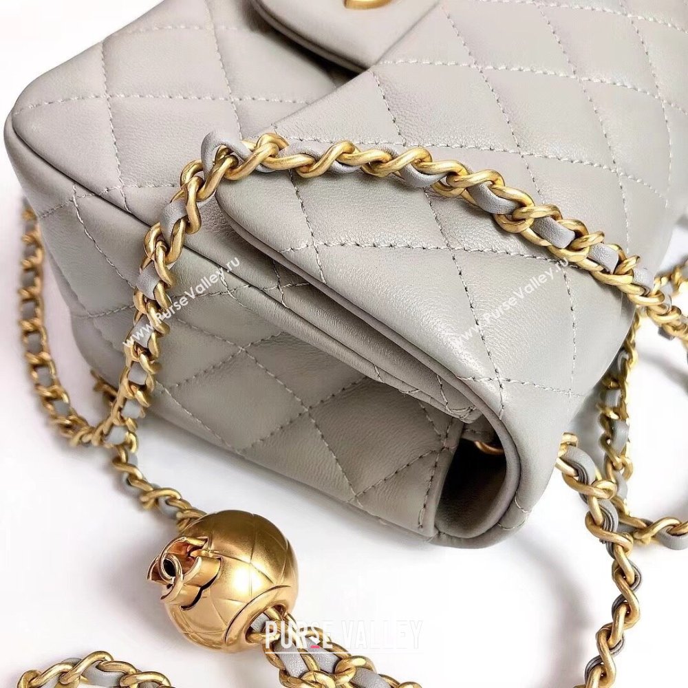 Chanel Lambskin Mini Flap Bag with Metal Ball AS1786 Grey/Gold 2024 (YD-24040225)