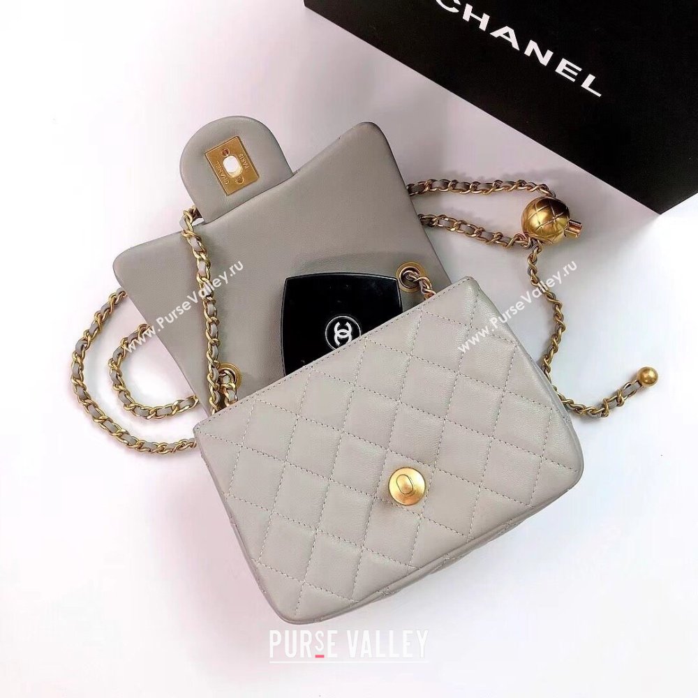 Chanel Lambskin Mini Flap Bag with Metal Ball AS1786 Grey/Gold 2024 (YD-24040225)