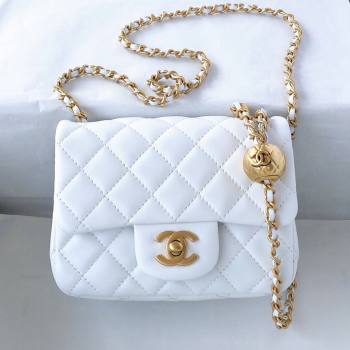 Chanel Lambskin Mini Flap Bag with Metal Ball AS1786 White/Gold 2024 (YD-24040226)