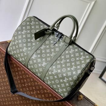 Louis Vuitton Keepall Bandouliere 50 Bag in Olive Green Monogram Shadow Embossed Calf Leather M12504 2025 (K-25010713)