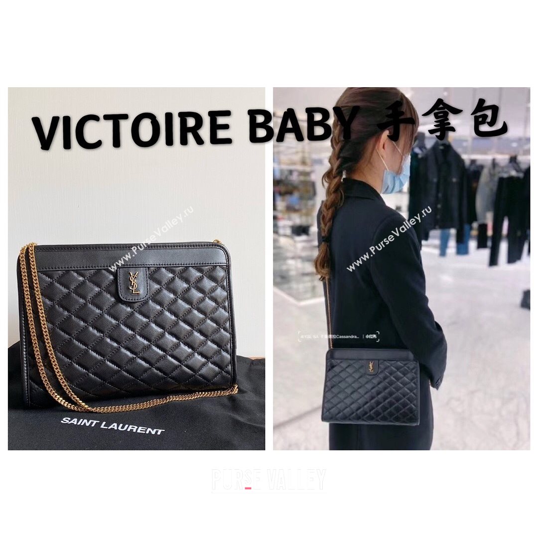 Saint Laurent Victoire Baby Clutch in Lambskin 657361 Black 2021 (YID-210825051)