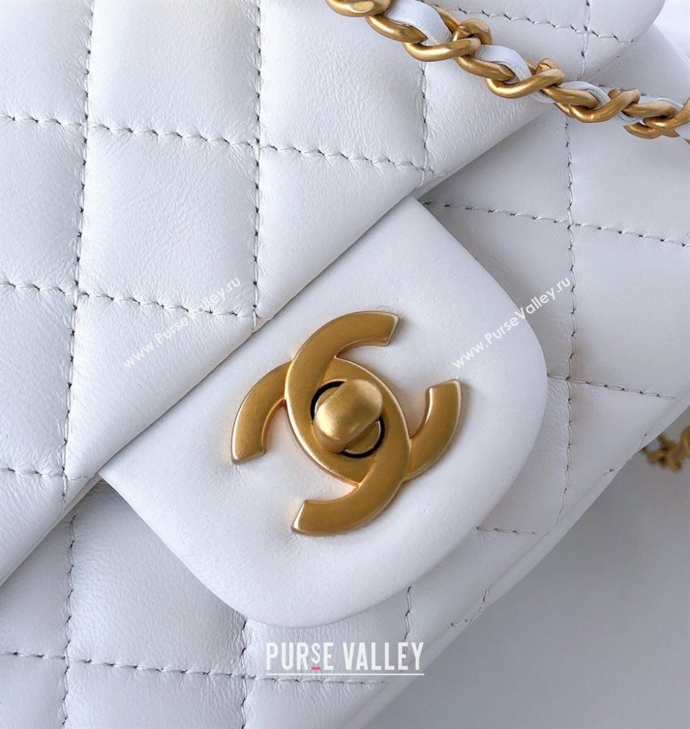 Chanel Lambskin Mini Flap Bag with Metal Ball AS1786 White/Gold 2024 (YD-24040226)