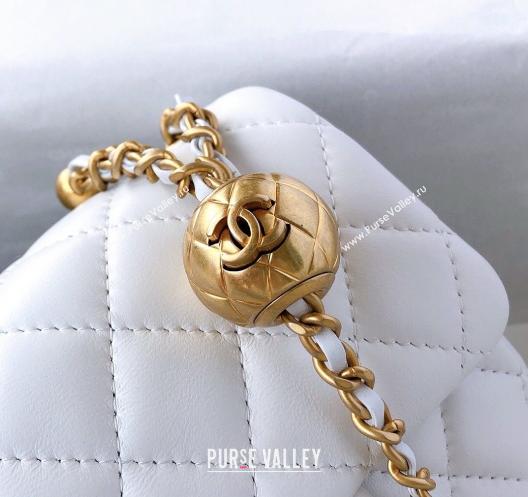 Chanel Lambskin Mini Flap Bag with Metal Ball AS1786 White/Gold 2024 (YD-24040226)