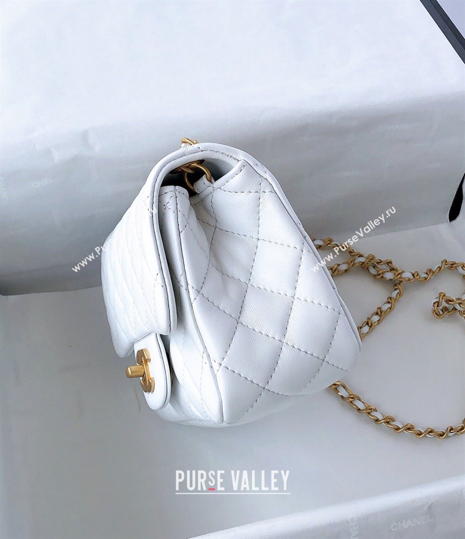 Chanel Lambskin Mini Flap Bag with Metal Ball AS1786 White/Gold 2024 (YD-24040226)