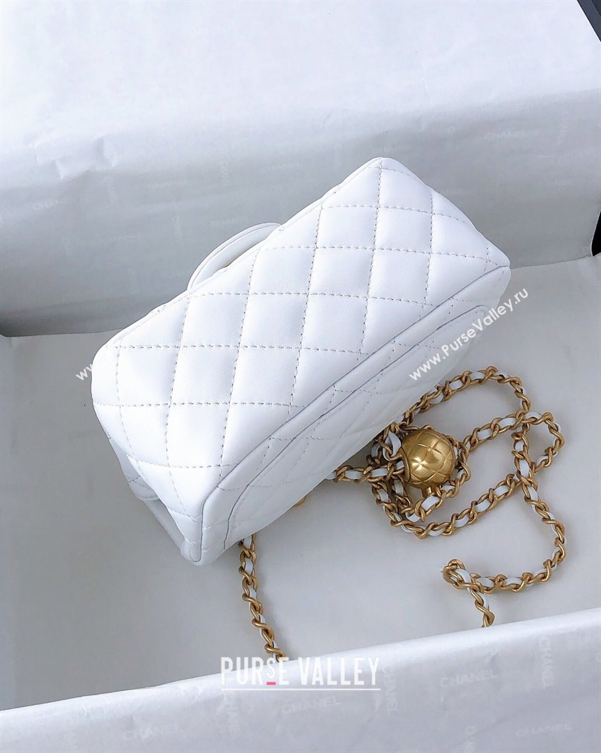 Chanel Lambskin Mini Flap Bag with Metal Ball AS1786 White/Gold 2024 (YD-24040226)
