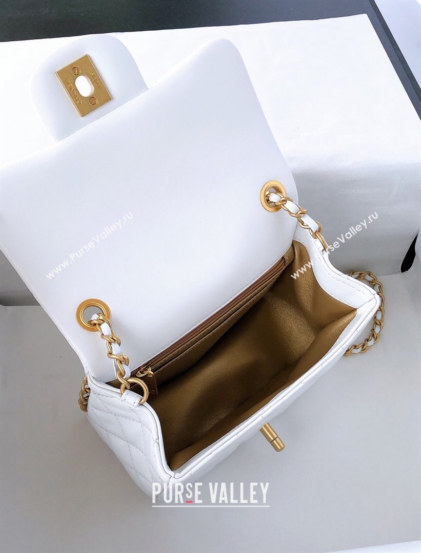 Chanel Lambskin Mini Flap Bag with Metal Ball AS1786 White/Gold 2024 (YD-24040226)