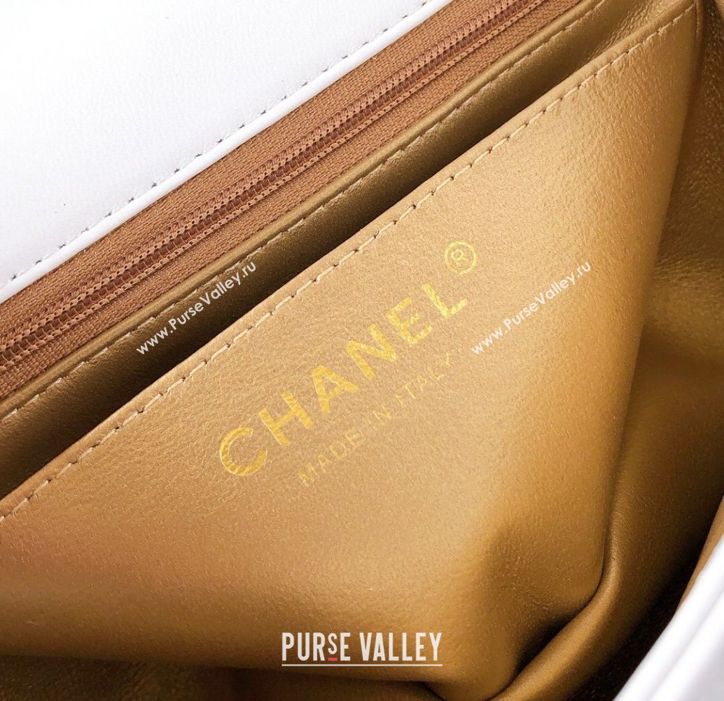 Chanel Lambskin Mini Flap Bag with Metal Ball AS1786 White/Gold 2024 (YD-24040226)