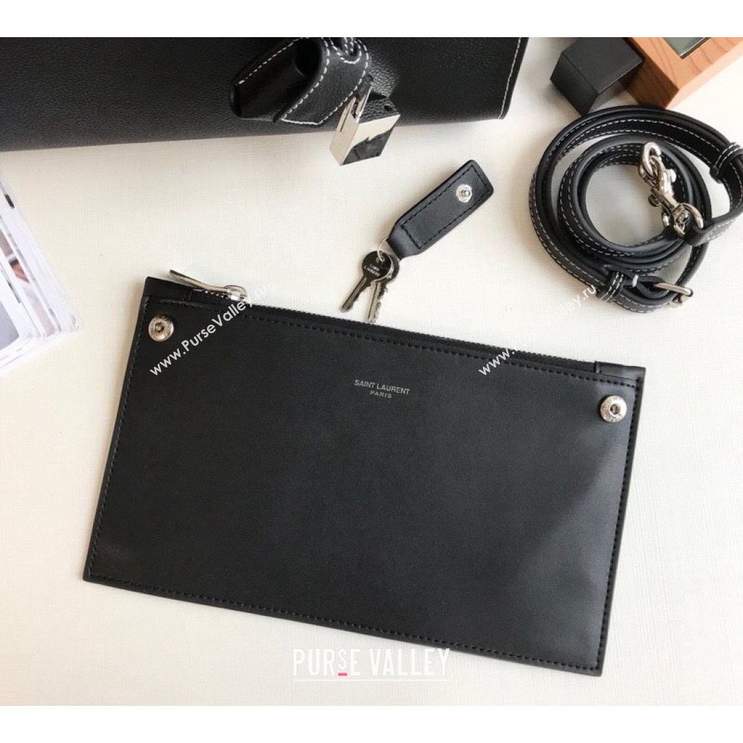 Saint Laurent Classic Baby Sac De Jour Bag in Grained Calfskin Black/White 2021 (YID-210825062)