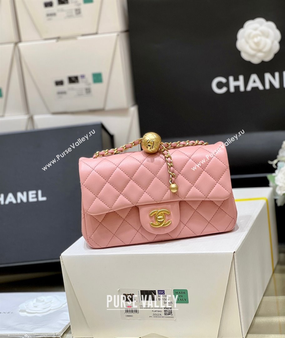 Chanel Lambskin Small Flap Bag with Metal Ball AS1787 Pink/Gold 2024 Top Quality (SHUNY-24040228)