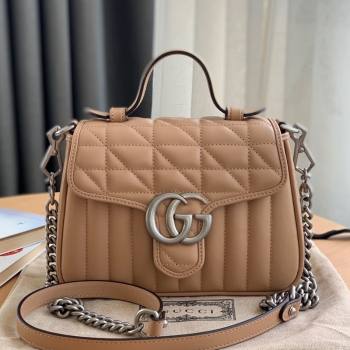 Gucci GG Marmont Geometric Leather Mini Top Handle Bag 583571 Rose Beige 2021 (DLH-21101567)