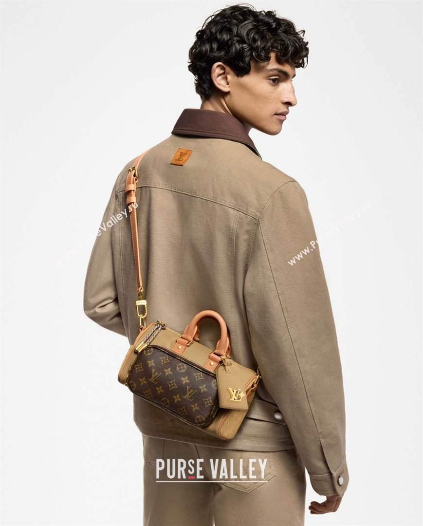 Louis Vuitton Keepall Bandouliere 25 Bag in Beige Cowhide Leather and Monogram Canvas M12627 2025 (K-25011415)