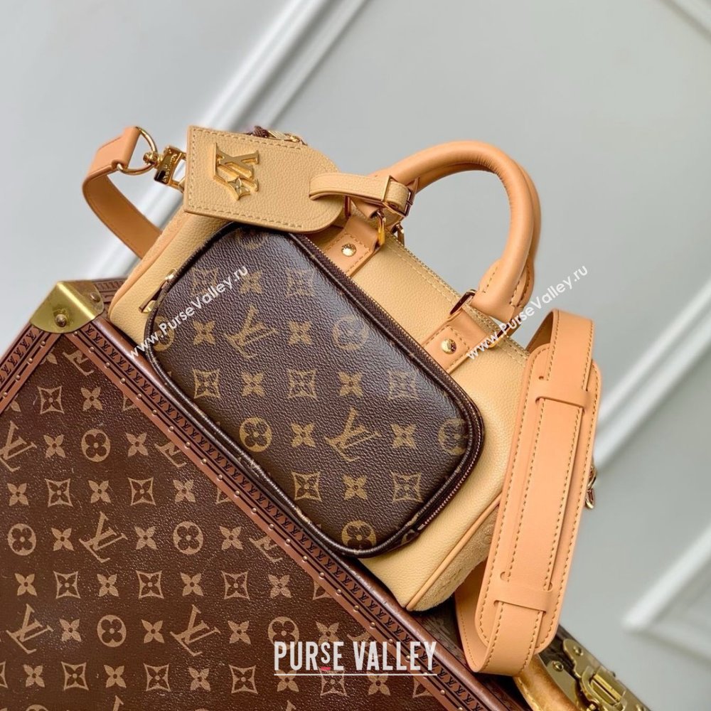 Louis Vuitton Keepall Bandouliere 25 Bag in Beige Cowhide Leather and Monogram Canvas M12627 2025 (K-25011415)