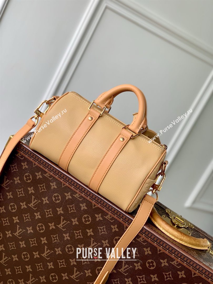 Louis Vuitton Keepall Bandouliere 25 Bag in Beige Cowhide Leather and Monogram Canvas M12627 2025 (K-25011415)