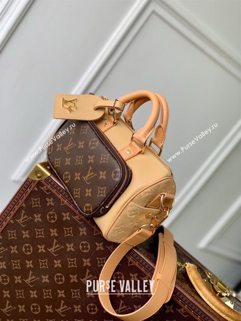 Louis Vuitton Keepall Bandouliere 25 Bag in Beige Cowhide Leather and Monogram Canvas M12627 2025 (K-25011415)