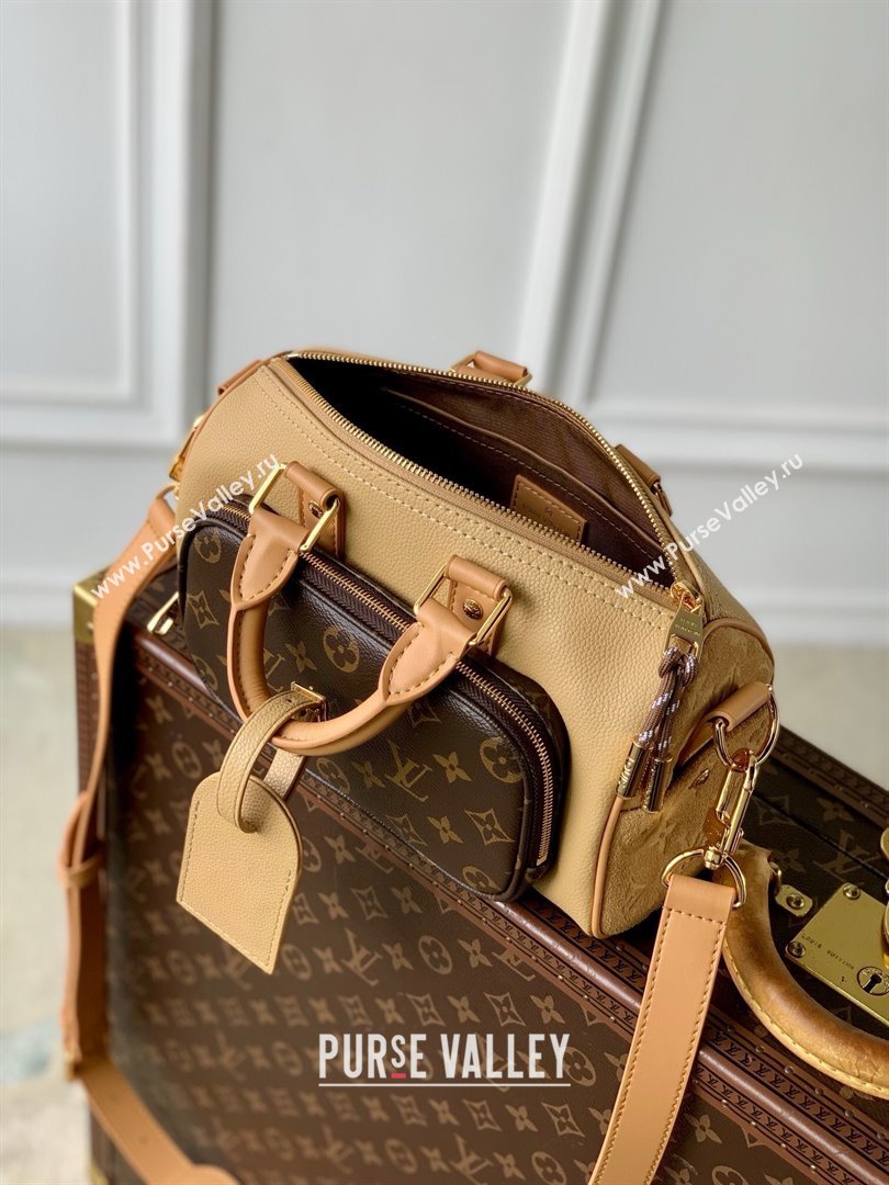 Louis Vuitton Keepall Bandouliere 25 Bag in Beige Cowhide Leather and Monogram Canvas M12627 2025 (K-25011415)