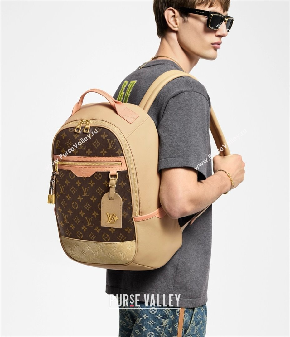 Louis Vuitton Outdoor Backpack in Beige Cowhide Leather and Monogram Canvas M12624 2025 (K-25011416)